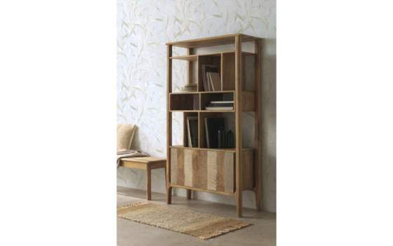 Libreria 2 Puertas Madera Mango Gris Decape Natural Atrade