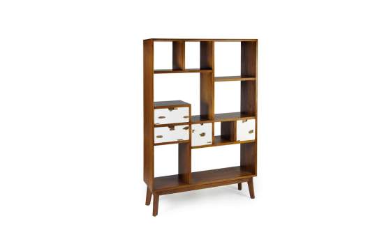 Libreria 4 Cajones 2 Huecos Bicolor Estilo Colonial Nordik