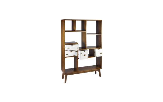 Libreria 4 Cajones 2 Huecos Bicolor Estilo Colonial Nordik