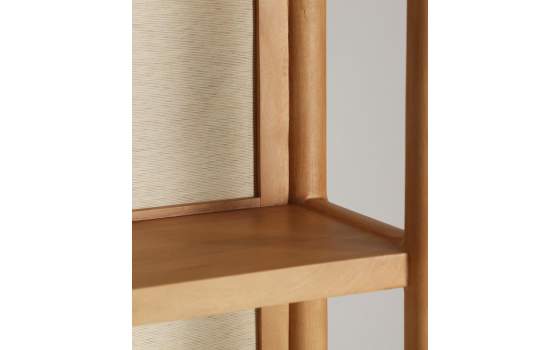 Libreria 4 Estantes Trasera Tejido Bambu Beige - Serie Lattes