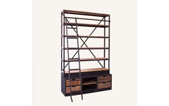 Libreria con Aparador y Escalera Estilo Industrial Meigle