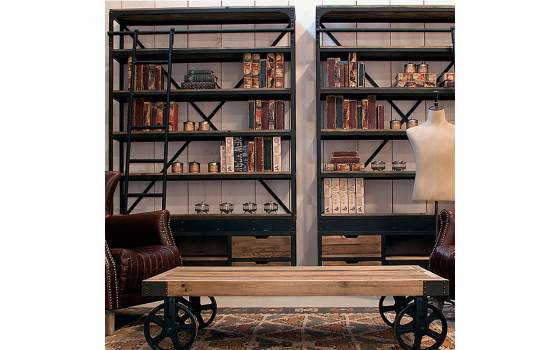 Libreria con Aparador y Escalera Estilo Industrial Meigle