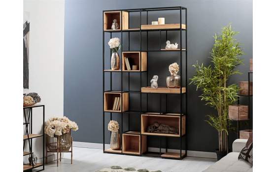 Libreria Cubos Grande Acero Madera Serie Artins