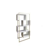 Libreria Estanteria de 90 Cubos Blancos Acero Oro Serie Abdler