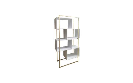 Libreria Estanteria de 90 Cubos Blancos Acero Oro Serie Abdler