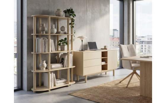 Libreria Estanteria Moderna Beige 4 Estantes Serie Mollaris