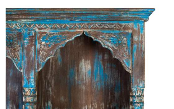 Libreria Exotica Azul Envejecido con Tallados Serie Audibus