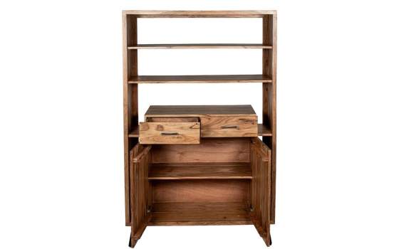 Libreria Industrial 2 Cajones 2 Puertas Madera Acacia Althaus