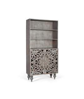 Libreria Oriental 2 Puertas Talladas Gris Decape Adlerspa