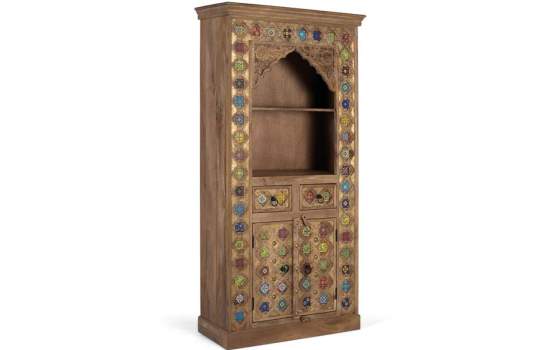 Libreria Rustica Decorada Madera 2 Puertas 2 Cajones Aheim