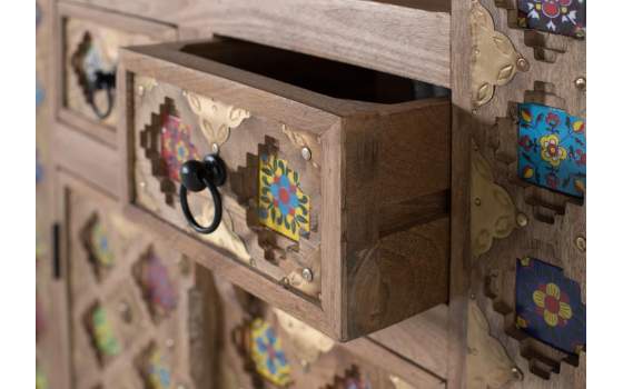 Libreria Rustica Decorada Madera 2 Puertas 2 Cajones Aheim