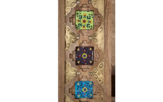 Libreria Rustica Decorada Madera 2 Puertas 2 Cajones Aheim