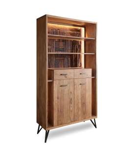 Libreria Salon 2 Cajones 2 Puertas Madera Acacia Serie Althan