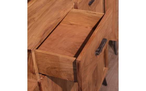 Libreria Salon 2 Cajones 2 Puertas Madera Acacia Serie Althan