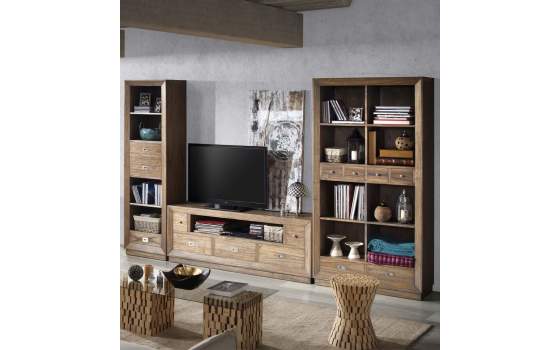 Libreria Salon Colonial 3 Cajones 4 Huecos Serie Merapi