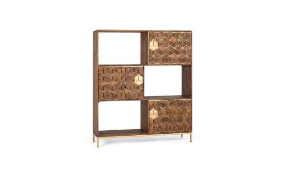 Libreria Salon Madera Mango Metal Diseño Actual Serie Ariast