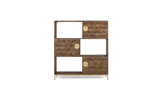 Libreria Salon Madera Mango Metal Diseño Actual Serie Ariast