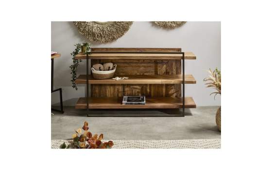 Librero 3 Balda Madera Reciclada Metal Rustica Serie Venatici