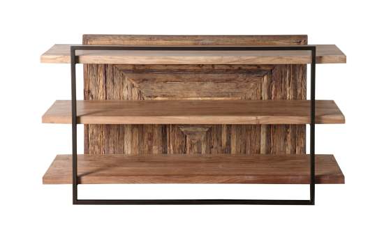 Librero 3 Balda Madera Reciclada Metal Rustica Serie Venatici