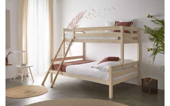 Cama litera matrimonio y juvenil camas de 90 y 130 madera pino