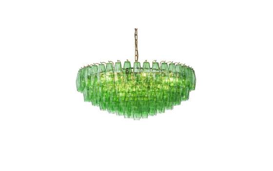 Lámpara de Techo Vintage Petalos Cristal Verde y Metal Argaya