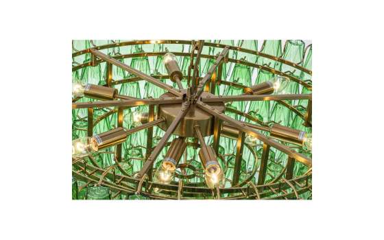 Lámpara de Techo Vintage Petalos Cristal Verde y Metal Argaya