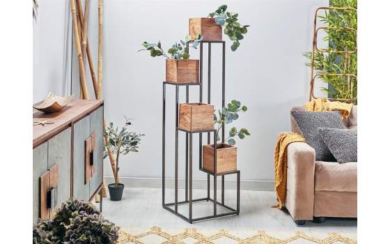 Macetero Forja Madera Estilo Industrial Serie Irgos