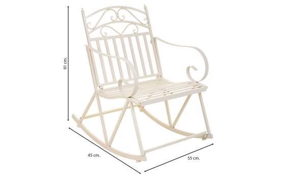 Mecedora de Forja Blanca Estilo Clasico Serie Aggema