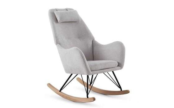Mecedora Tapizada Chenilla Cruda Patas Metal - Serie Ancell