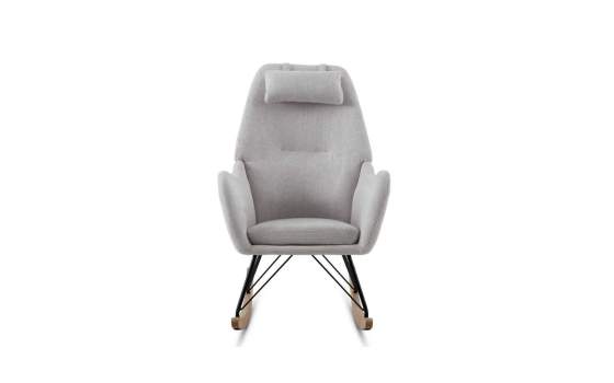 Mecedora Tapizada Chenilla Cruda Patas Metal - Serie Ancell
