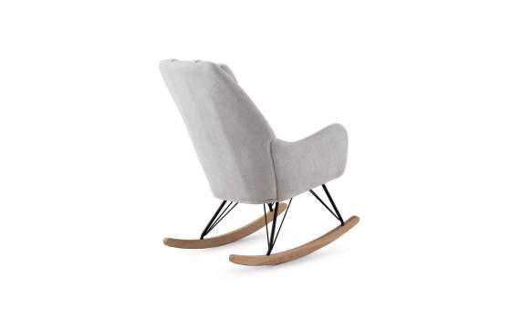 Mecedora Tapizada Chenilla Cruda Patas Metal - Serie Ancell