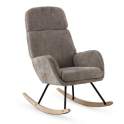 Mecedora Tapizada Chenilla Marron Patas Metal - Serie Ancell