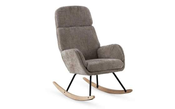 Mecedora Tapizada Chenilla Marron Patas Metal - Serie Ancell
