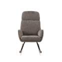 Mecedora Tapizada Chenilla Marron Patas Metal - Serie Ancell