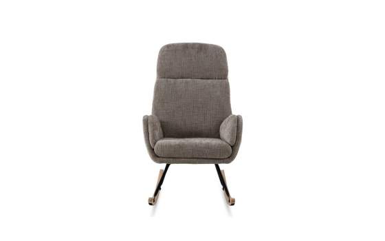 Mecedora Tapizada Chenilla Marron Patas Metal - Serie Ancell