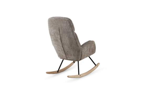 Mecedora Tapizada Chenilla Marron Patas Metal - Serie Ancell