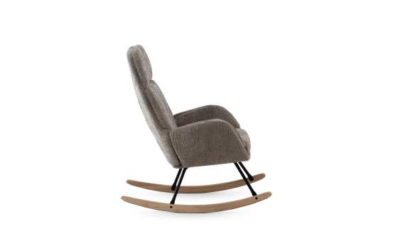 Mecedora Tapizada Chenilla Marron Patas Metal - Serie Ancell