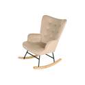 Mecedora Tapizada Terciopelo Beige con Capitonee Serie Valeria