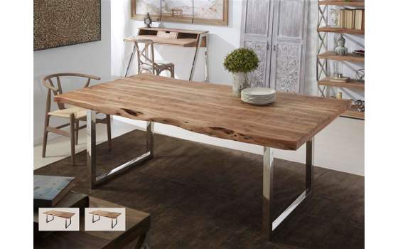 Mesa Acacia y Acero Estilo Actual Industrial Abbott