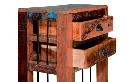 Mesa Auxiliar 2 Cajones Rustica Ruedas Artsa