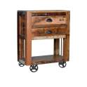 Mesa Auxiliar 2 Cajones Rustica Ruedas Artsa