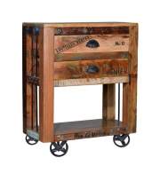 Mesa Auxiliar 2 Cajones Rustica Ruedas Artsa
