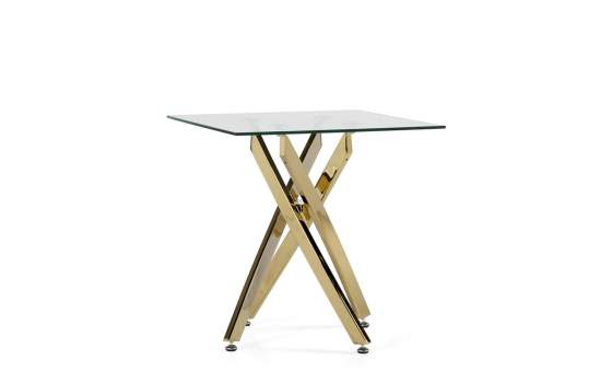 Mesa Auxiliar Acero Inoxidable Oro y Cristal Serie Aberlin