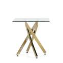 Mesa Auxiliar Acero Inoxidable Oro y Cristal Serie Aberlin