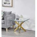 Mesa Auxiliar Acero Inoxidable Oro y Cristal Serie Aberlin