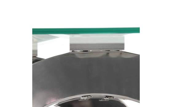 Mesa Auxiliar Acero Plateado Cristal Templado Serie Adisab