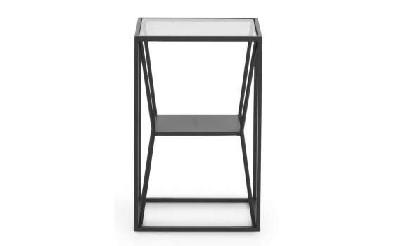 Mesa Auxiliar Acero Tapa Cristal Trasparente Serie Aniva