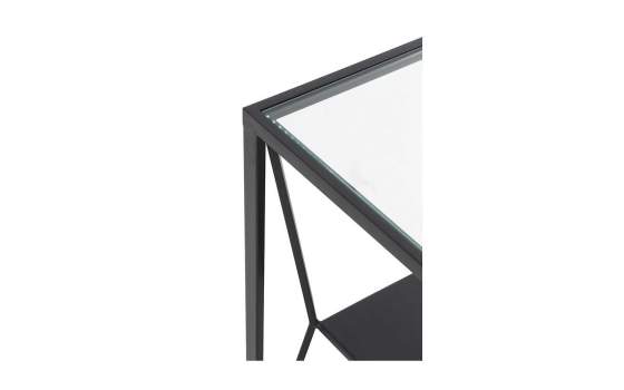 Mesa Auxiliar Acero Tapa Cristal Trasparente Serie Aniva