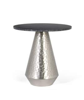 Mesa Auxiliar Actual Redonda Aluminio Marmol Negro Adariel
