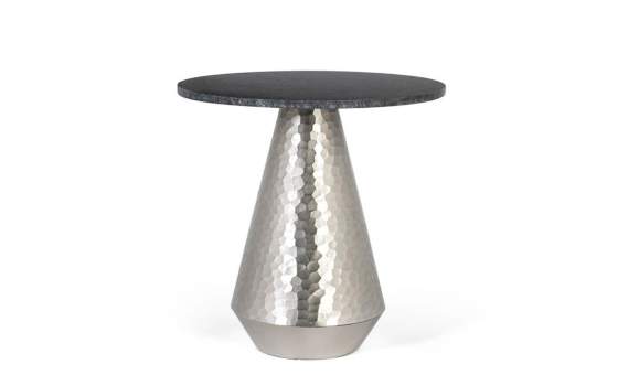 Mesa Auxiliar Actual Redonda Aluminio Marmol Negro Adariel